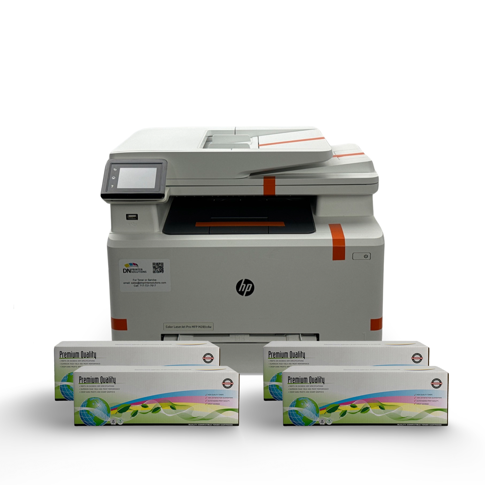 HP Color LaserJet Pro M283fdw 7KW75A Printer, Color, 22ppm, Wireless, Duplex, Bundle with New Toner
